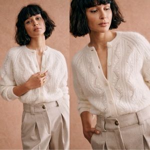 Sezane Magda Cardigan XS in Ecru